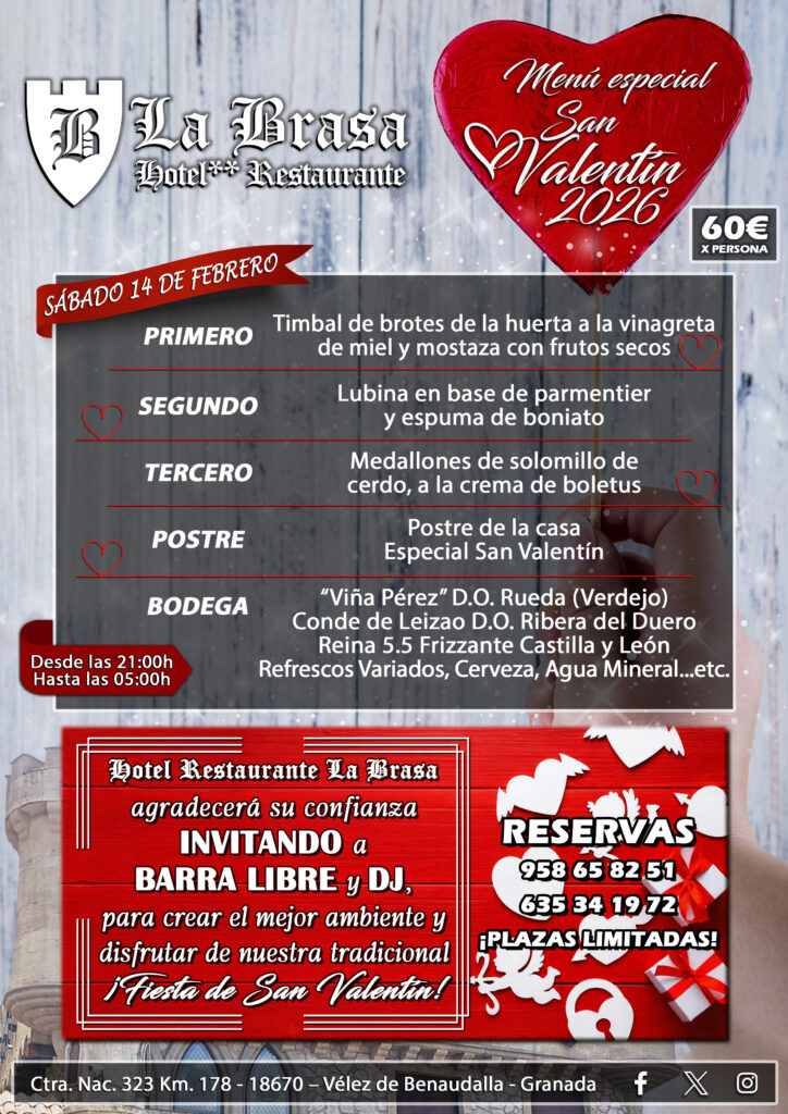 Menú San Valentín 2026